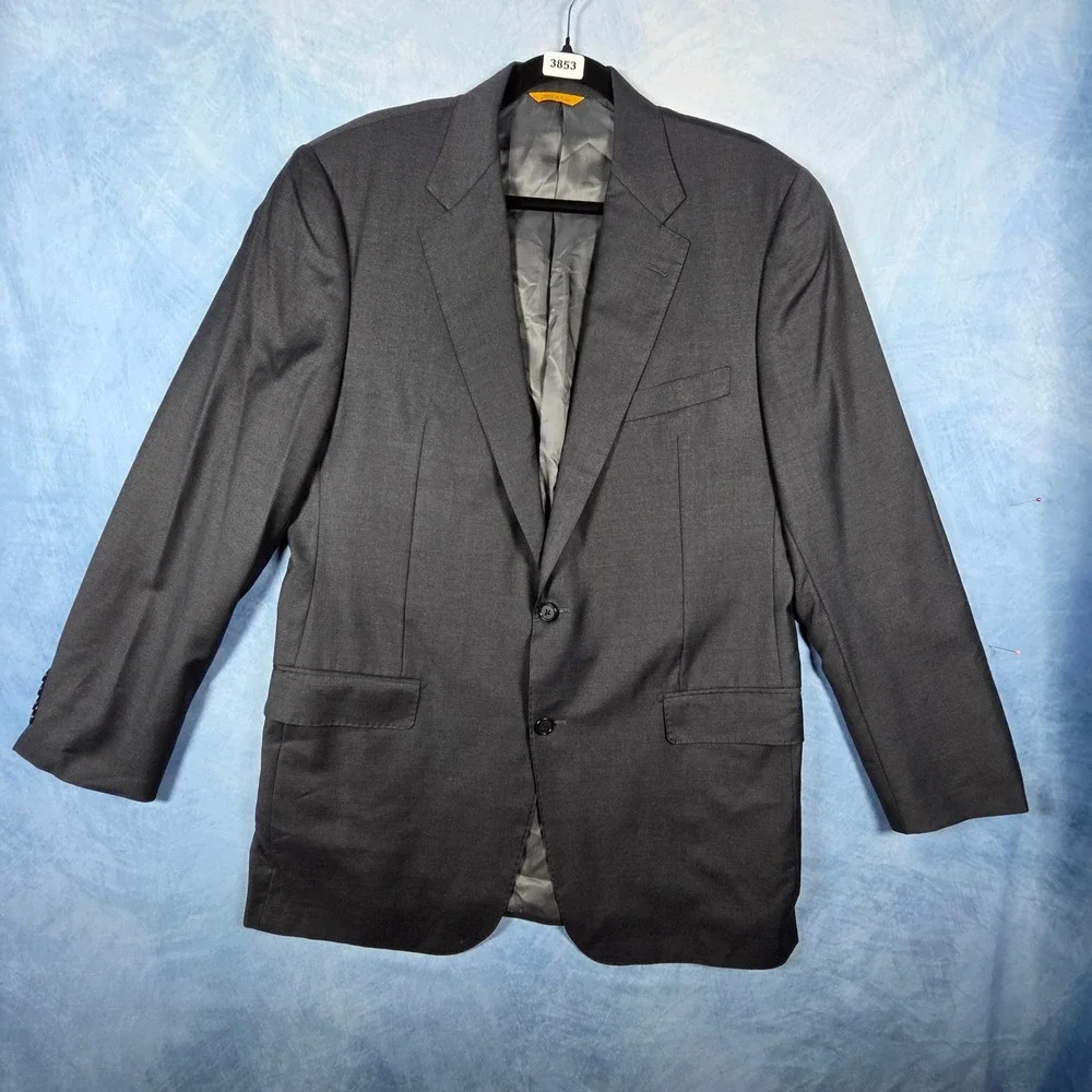 Hickey Freeman Mens Charcoal Gray Worsted Wool Blazer Sport Coat USA Made 44R